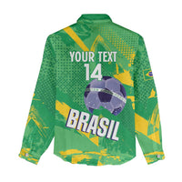 Custom Brazil Football Women Casual Shirt Vamos Selecao Brushes Style - Wonder Print Shop