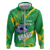 Custom Brazil Football Zip Hoodie Vamos Selecao Brushes Style - Wonder Print Shop