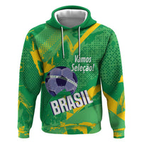 Custom Brazil Football Zip Hoodie Vamos Selecao Brushes Style - Wonder Print Shop