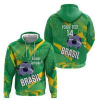 Custom Brazil Football Zip Hoodie Vamos Selecao Brushes Style - Wonder Print Shop