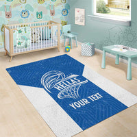 Greece Basketball Custom Area Rug Go Hellas Blue Version - Wonder Print Shop