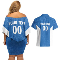 Greece Basketball Custom Couples Matching Off Shoulder Short Dress and Hawaiian Shirt Go Hellas Blue Version - Wonder Print Shop