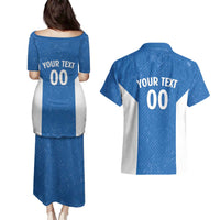 Greece Basketball Custom Couples Matching Puletasi and Hawaiian Shirt Go Hellas Blue Version - Wonder Print Shop