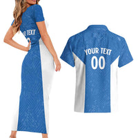 Greece Basketball Custom Couples Matching Short Sleeve Bodycon Dress and Hawaiian Shirt Go Hellas Blue Version - Wonder Print Shop