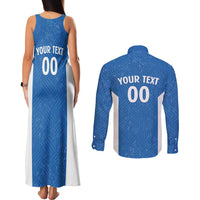Greece Basketball Custom Couples Matching Tank Maxi Dress and Long Sleeve Button Shirt Go Hellas Blue Version - Wonder Print Shop