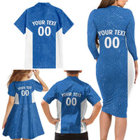 Greece Basketball Custom Family Matching Long Sleeve Bodycon Dress and Hawaiian Shirt Go Hellas Blue Version - Wonder Print Shop