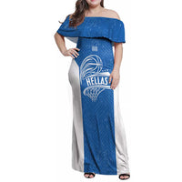 Greece Basketball Custom Family Matching Off Shoulder Maxi Dress and Hawaiian Shirt Go Hellas Blue Version - Wonder Print Shop