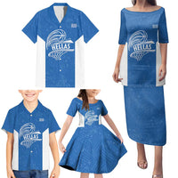 Greece Basketball Custom Family Matching Puletasi and Hawaiian Shirt Go Hellas Blue Version - Wonder Print Shop