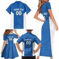 Greece Basketball Custom Family Matching Short Sleeve Bodycon Dress and Hawaiian Shirt Go Hellas Blue Version - Wonder Print Shop
