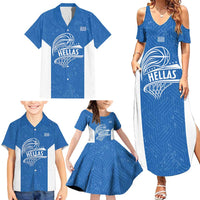 Greece Basketball Custom Family Matching Summer Maxi Dress and Hawaiian Shirt Go Hellas Blue Version - Wonder Print Shop