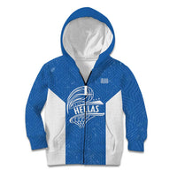 Greece Basketball Custom Kid Hoodie Go Hellas Blue Version - Wonder Print Shop