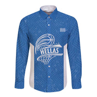 Greece Basketball Custom Long Sleeve Button Shirt Go Hellas Blue Version - Wonder Print Shop