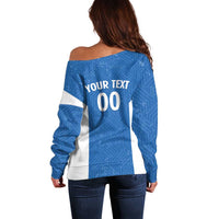 Greece Basketball Custom Off Shoulder Sweater Go Hellas Blue Version - Wonder Print Shop