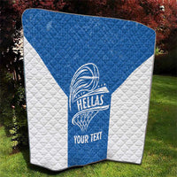 Greece Basketball Custom Quilt Go Hellas Blue Version - Wonder Print Shop