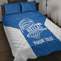 Greece Basketball Custom Quilt Bed Set Go Hellas Blue Version - Wonder Print Shop