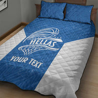 Greece Basketball Custom Quilt Bed Set Go Hellas Blue Version - Wonder Print Shop
