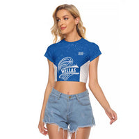 Greece Basketball Custom Raglan Cropped T Shirt Go Hellas Blue Version - Wonder Print Shop