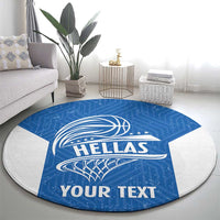 Greece Basketball Custom Round Carpet Go Hellas Blue Version - Wonder Print Shop