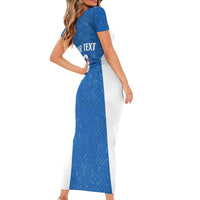 Greece Basketball Custom Short Sleeve Bodycon Dress Go Hellas Blue Version - Wonder Print Shop