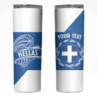 Greece Basketball Custom Skinny Tumbler Go Hellas Blue Version - Wonder Print Shop