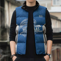 Greece Basketball Custom Sleeveless Puffer Jacket Go Hellas Blue Version - Wonder Print Shop