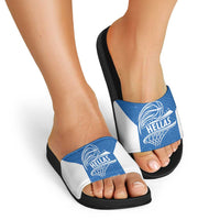 Greece Basketball Custom Slide Sandals Go Hellas Blue Version - Wonder Print Shop