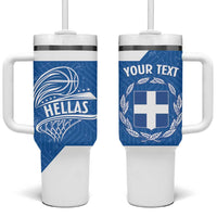 Greece Basketball Custom Tumbler With Handle Go Hellas Blue Version - Wonder Print Shop