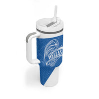 Greece Basketball Custom Tumbler With Handle Go Hellas Blue Version - Wonder Print Shop