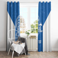 Greece Basketball Custom Window Curtain Go Hellas Blue Version - Wonder Print Shop