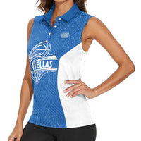 Greece Basketball Custom Women Sleeveless Polo Shirt Go Hellas Blue Version - Wonder Print Shop