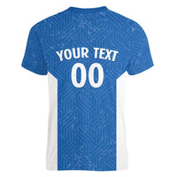 Greece Basketball Custom Women V-Neck T-Shirt Go Hellas Blue Version - Wonder Print Shop