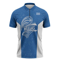 Greece Basketball Custom Zipper Polo Shirt Go Hellas Blue Version - Wonder Print Shop