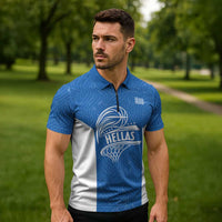 Greece Basketball Custom Zipper Polo Shirt Go Hellas Blue Version - Wonder Print Shop