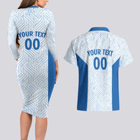 Hellas Basketball Custom Couples Matching Long Sleeve Bodycon Dress and Hawaiian Shirt Go Greece White Version - Wonder Print Shop