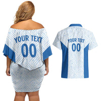 Hellas Basketball Custom Couples Matching Off Shoulder Short Dress and Hawaiian Shirt Go Greece White Version - Wonder Print Shop