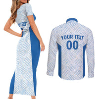 Hellas Basketball Custom Couples Matching Short Sleeve Bodycon Dress and Long Sleeve Button Shirt Go Greece White Version - Wonder Print Shop