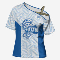 Hellas Basketball Custom Cross Shoulder Shirt Go Greece White Version - Wonder Print Shop