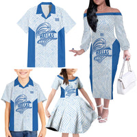Hellas Basketball Custom Family Matching Off The Shoulder Long Sleeve Dress and Hawaiian Shirt Go Greece White Version - Wonder Print Shop