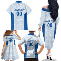 Hellas Basketball Custom Family Matching Off The Shoulder Long Sleeve Dress and Hawaiian Shirt Go Greece White Version - Wonder Print Shop