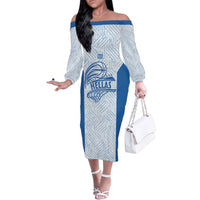 Hellas Basketball Custom Family Matching Off The Shoulder Long Sleeve Dress and Hawaiian Shirt Go Greece White Version - Wonder Print Shop