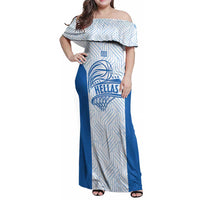 Hellas Basketball Custom Family Matching Off Shoulder Maxi Dress and Hawaiian Shirt Go Greece White Version - Wonder Print Shop