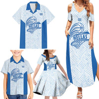 Hellas Basketball Custom Family Matching Summer Maxi Dress and Hawaiian Shirt Go Greece White Version - Wonder Print Shop
