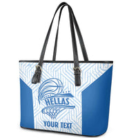 Hellas Basketball Custom Leather Tote Bag Go Greece White Version - Wonder Print Shop