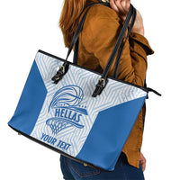 Hellas Basketball Custom Leather Tote Bag Go Greece White Version - Wonder Print Shop