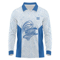 Hellas Basketball Custom Long Sleeve Polo Shirt Go Greece White Version - Wonder Print Shop