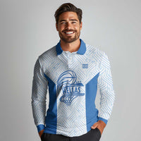 Hellas Basketball Custom Long Sleeve Polo Shirt Go Greece White Version - Wonder Print Shop