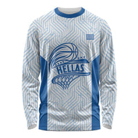 Hellas Basketball Custom Long Sleeve Shirt Go Greece White Version - Wonder Print Shop