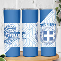 Hellas Basketball Custom Skinny Tumbler Go Greece White Version - Wonder Print Shop