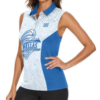 Hellas Basketball Custom Women Sleeveless Polo Shirt Go Greece White Version - Wonder Print Shop