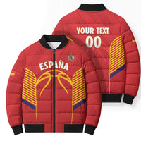 Spain Basketball Custom Bomber Puffer Jacket La Roja Go Champions - Wonder Print Shop